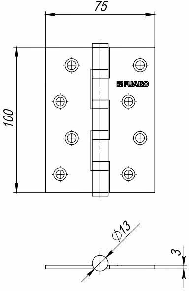 Петля универсальная Fuaro HEAVY IN4400U CP (хром) 100х75х3 мм (2 шт)