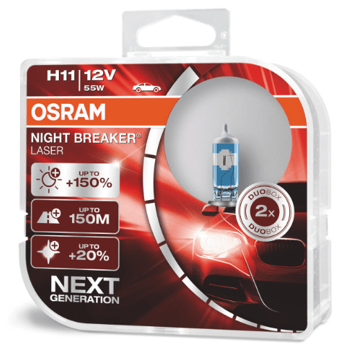 Лампа автомобильная галогенная OSRAM Night Breaker Laser 64211NL-HCB H11 12V 55W 2 шт.