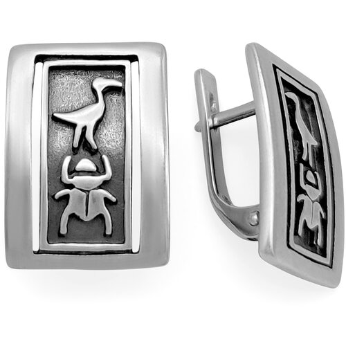 Серьги серебряные женские, серебро 925 пробы, ювелирное украшение Скарабей, крупные, необычные, модные, вечерние сережки