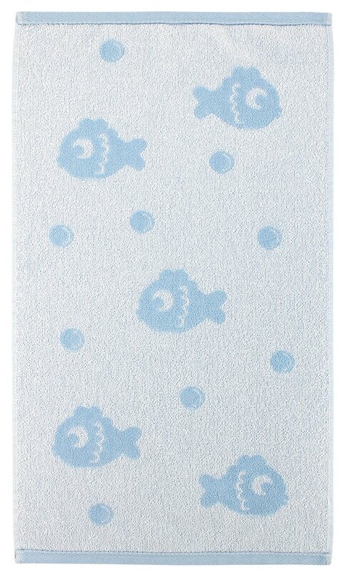 Махровое полотенце Рыбки, размер S 30*60 синее, для лица и рук - фотография № 2