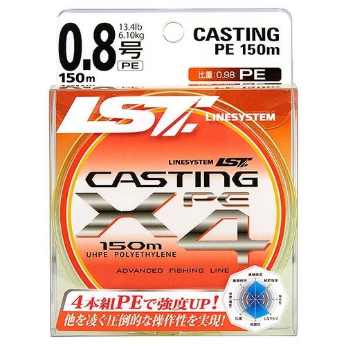 Шнур LINESYSTEM Casting PE X4 #1.2 (150m) yellow