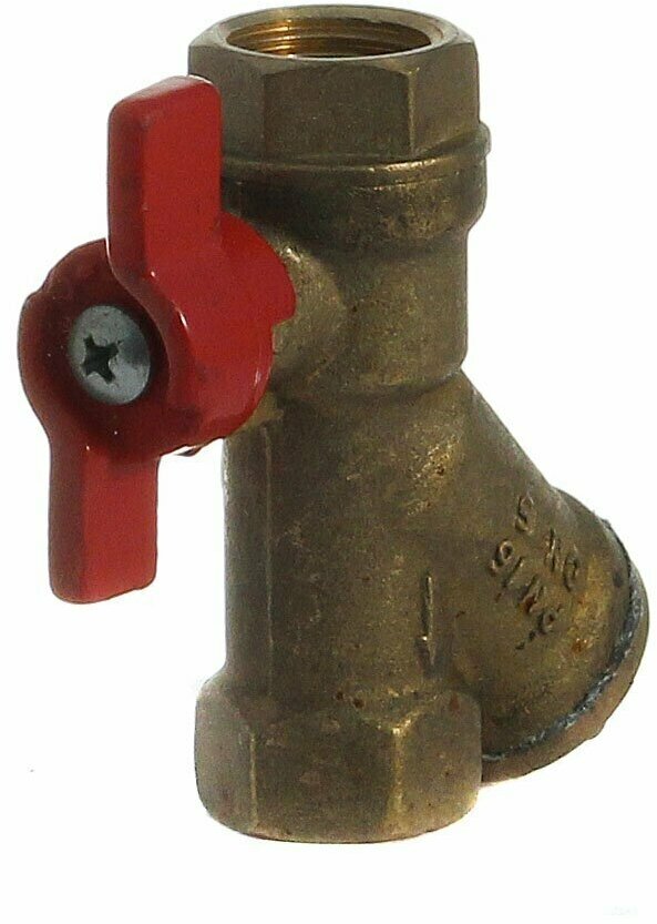Кран-фильтр для воды, 1/2" (15 мм), Г-Г, латунь, ручка-бабочка, БАЗ, КФ.1.15