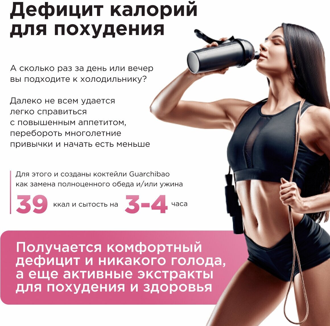 Низкокалорийные коктейли для похудения и замены питания Guarchibao Weight Control FOOD SHAKE со вкусом Малины. Снижение аппетита/ Белок, клетчатка