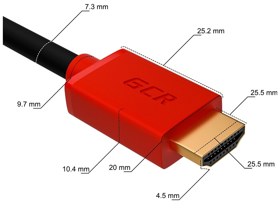 Кабель GCR HDMI - HDMI (GCR-HM401), 0.3 м, красный - фотография № 2
