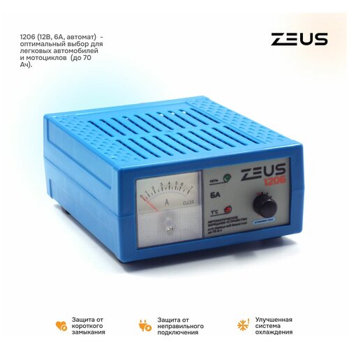 Зарядное устройство ZEUS 1206 12В 6А автоматическое 3390₽
