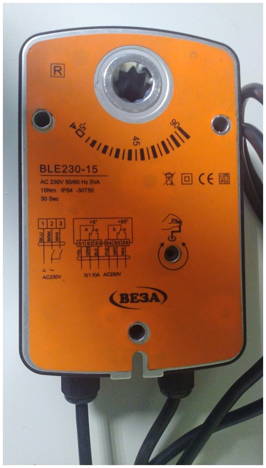 Электропривод веза BLE230-15 поворотный (15 Nm 5VA 230V 50/60Hz) - фотография № 4