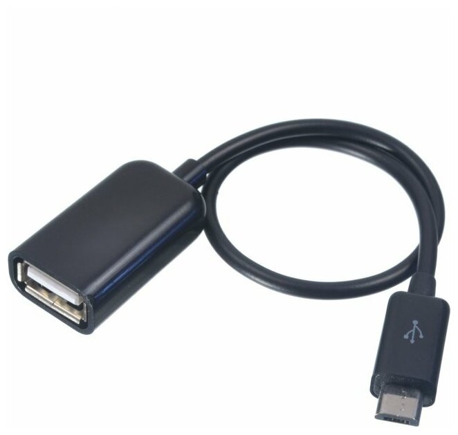 Кабель OTG USB-MicroUSB, Длина: 15 см, черный