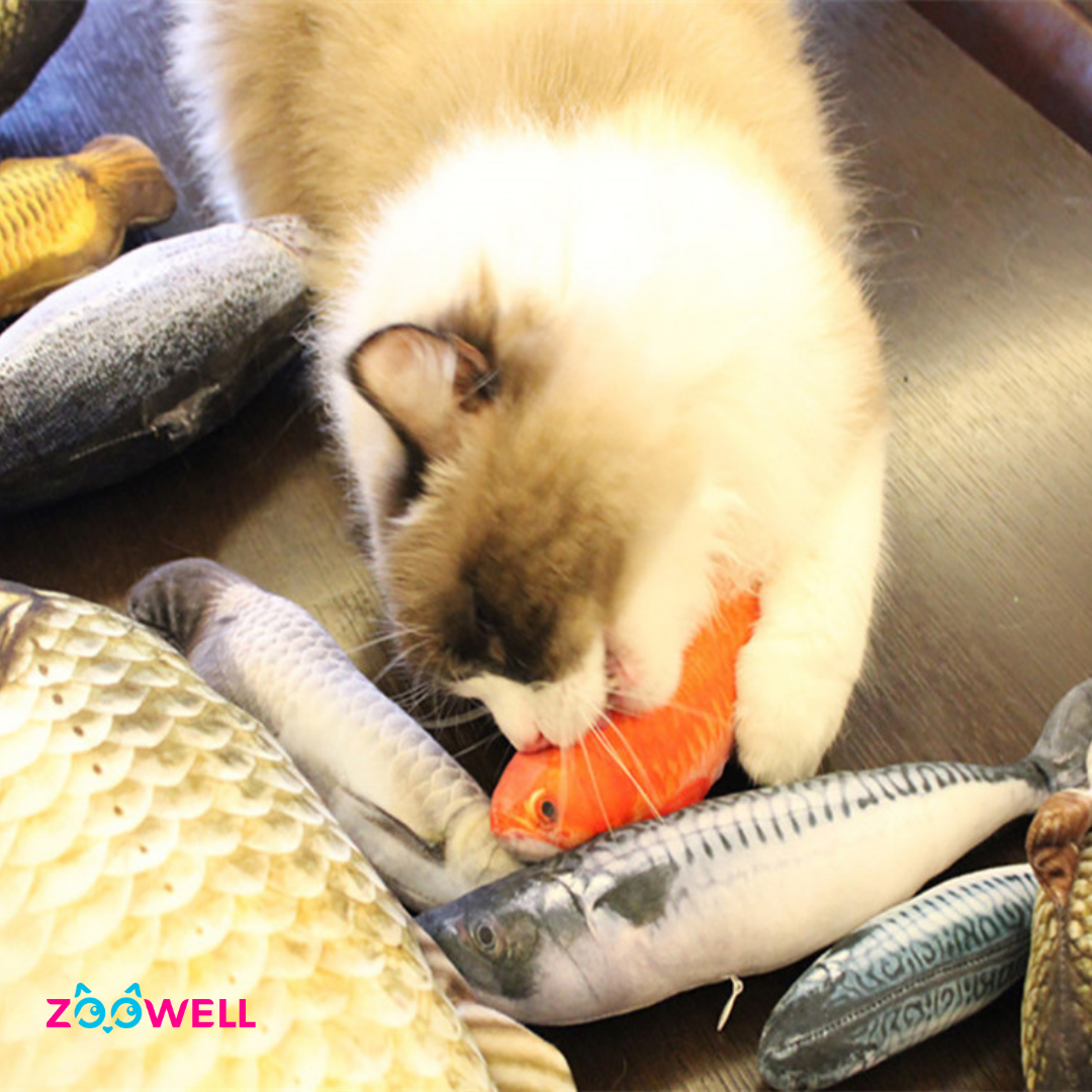 Рыбка Немо ZooWell игрушка мягкая развлечение антистресс для кошек с кошачьей мятой Рыба 20см - фотография № 6