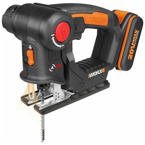 Аккумуляторный электролобзик Worx WX550.1  2.0Ач х2 кейс, 20 Вт