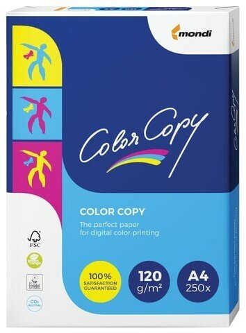 Бумага COLOR COPY, А4, 120 г/м2, 250 л, для полноцветной лазерной печати, А++, Австрия, 161% (CIE)
