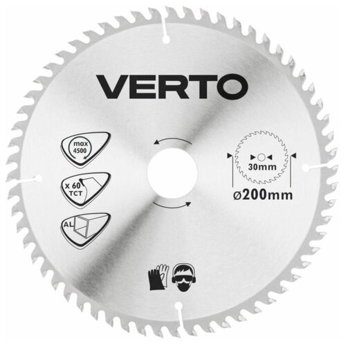 Verto Диск отрезной 200x30 мм 60 зубьев, по алюминию 61H190 .