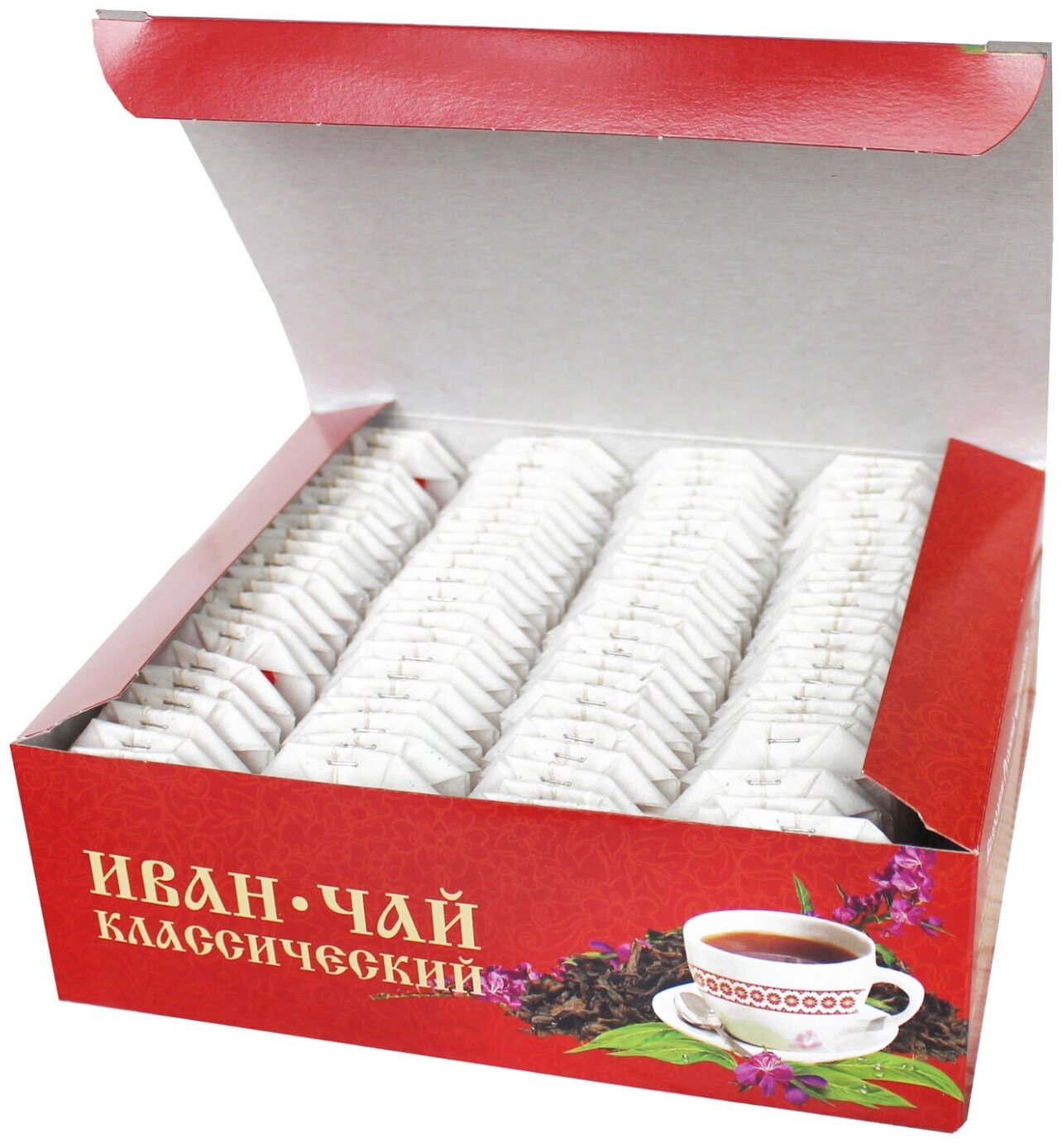Русский Иван-чай классический, 100 пакетиков с ярлычком, ферментированный натуральный травяной чай без кофеина в пакетиках 100 шт - фотография № 2