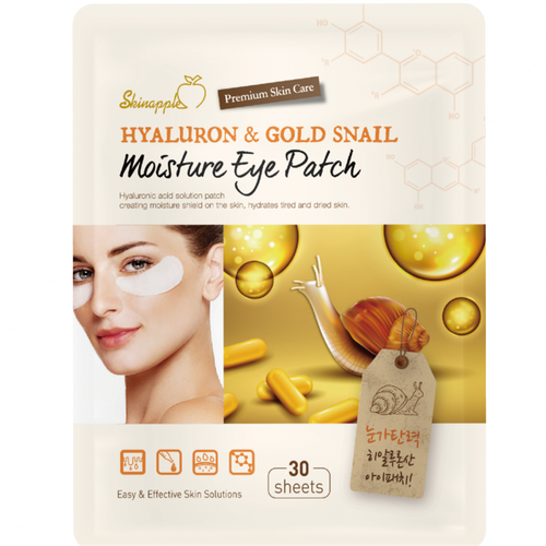 SkinApple Hyaluron & Snail Moisture Eye Patch Гидрогелевые патчи с гиалуроном и муцином улитки для кожи вокруг глаз 30 шт ! сроки годности 07.2024!