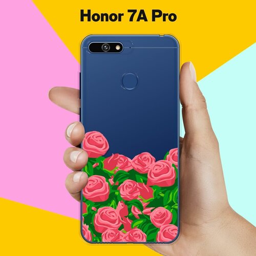 Силиконовый чехол Розы на Honor 7A Pro силиконовый чехол синие листья на honor 7a pro