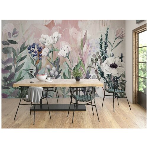 3D Фотообои Цветочная стена 300х270 ШхВ Фотообои 3D на стену флизелиновые 300х270 Фотообои в гостиную спальню зал кухню с цветами Обои виниловые на флизелиновой основе обои с цветами цветы 7250₽