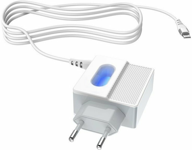 Сетевое зарядное устройство (СЗУ) Hoco C75 QC 3.0 (2 USB) + кабель Lightning, 2.4 А, белый