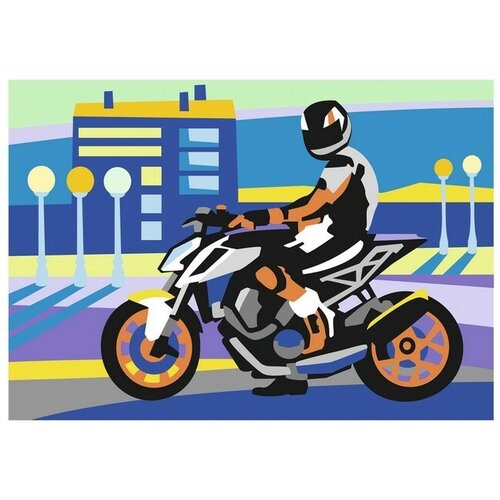 Картина по номерам для малышей Мотоциклист