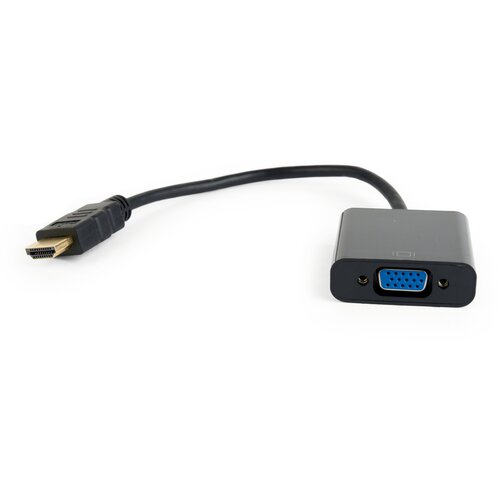 Cablexpert Переходник HDMI-->VGA Cablexpert 19M/15F, провод 0,15 м видео адаптер hdmi на vga 19m 15f аудио 3 5 мм at1014 с дополнительным питанием чёрный