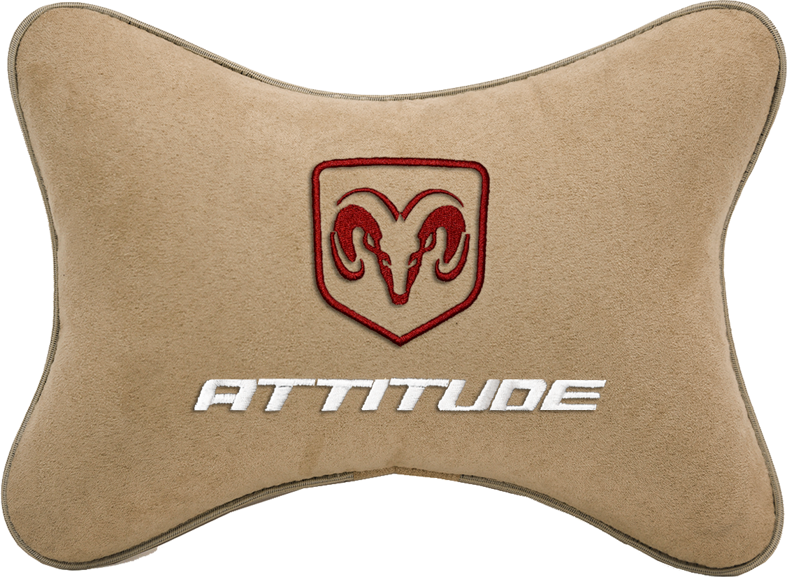 Подушка на подголовник алькантара Beige с логотипом автомобиля Dodge Attitude