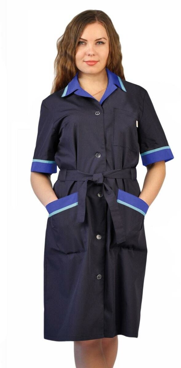 фото Халат женский " Прибой" т. синий/васильковый/голубой