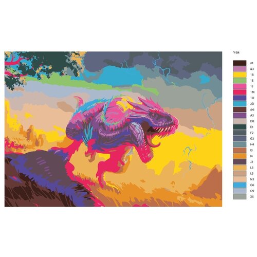 Картина по номерам Y-84  Тираннозавр АРТ- Динозавр  70x110 картина по номерам y 77 тираннозавр динозавр 70x110