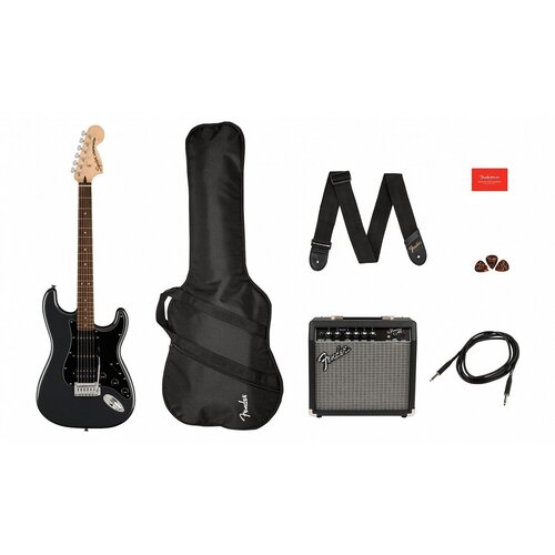 Squier Affinity Stratocaster HSS Pack LRL Charcoal Frost Metallic Комплект: электрогитара, комбоусилитель, чехол