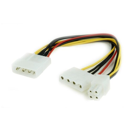 Разветвитель Cablexpert Molex - Molex / ATX 4 pin (CC-PSU-4), 0.15 м, многоцветный кабель питания molex molex atx 4 pin gembird cc psu 4 вилка розетка вилка длина 0 15 метра