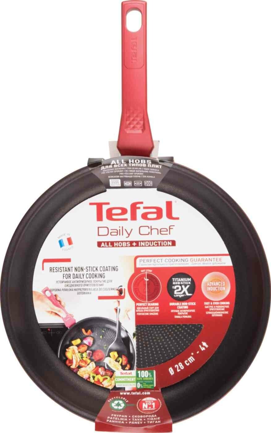 Сковорода Tefal Daily Chef G2730672, диаметр 28 см, с индикатором температуры, с антипригарным покрытием, для газовых, электрических и индукционных плит, сделано во Франции - фотография № 6