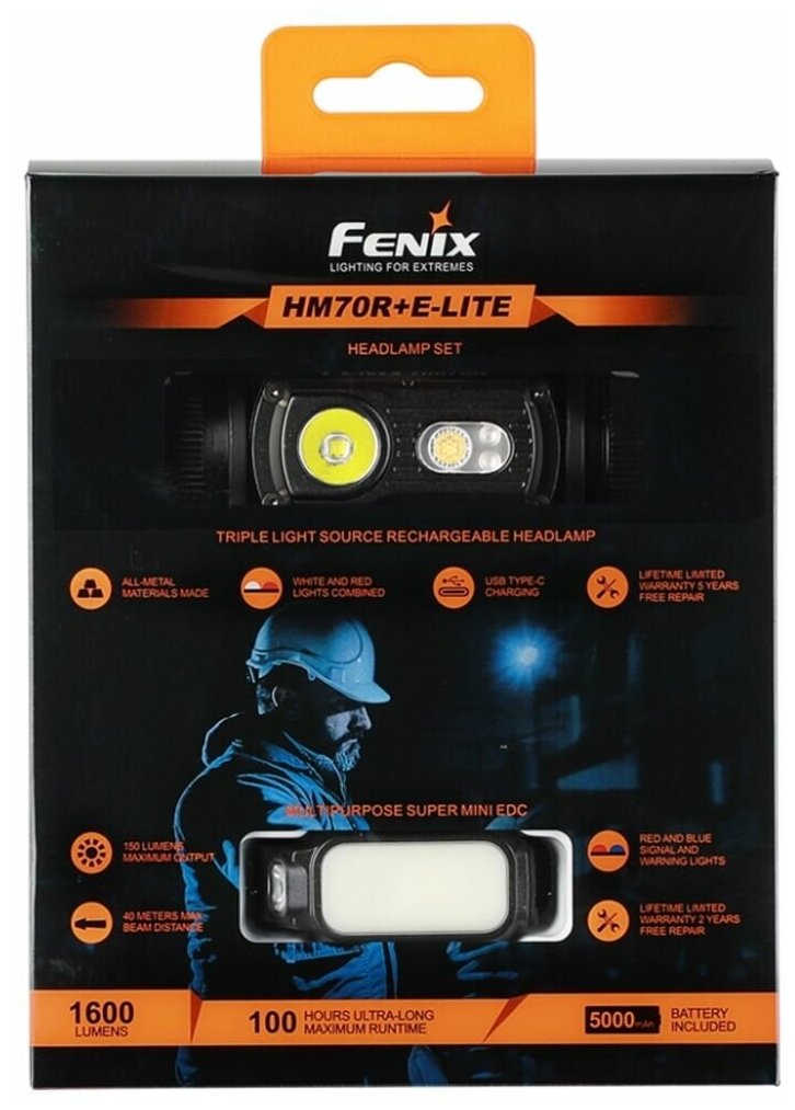 Набор фонарей Fenix HM70R + E-LITE, HM70RE-LITE - фото №8