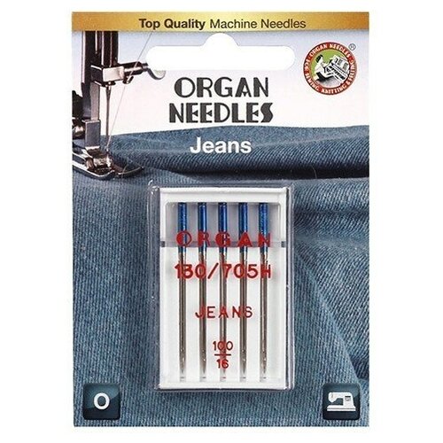 Игла/иглы Organ Jeans 100, синий/серебристый, 5 шт. игла иглы kleiber jeans 90 100 серебристый 5 шт