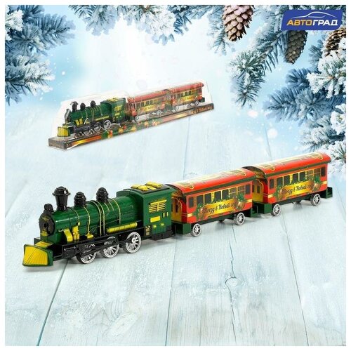 фото Паровоз инерционный «поезд в новый год», цвета микс автоград