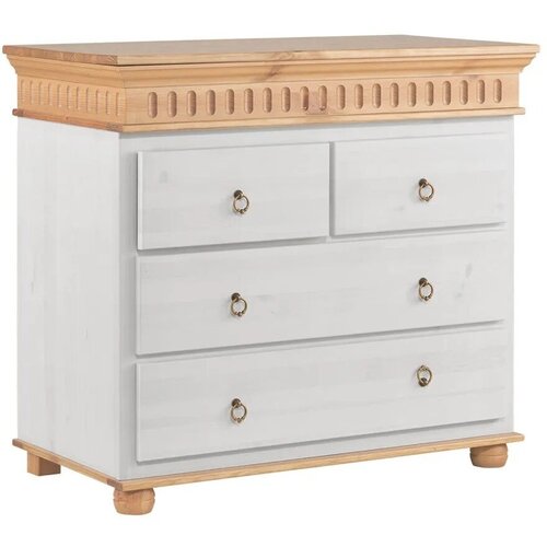 Комод деревянный 4 ящика для вещей белый антик Хельсинки 22
