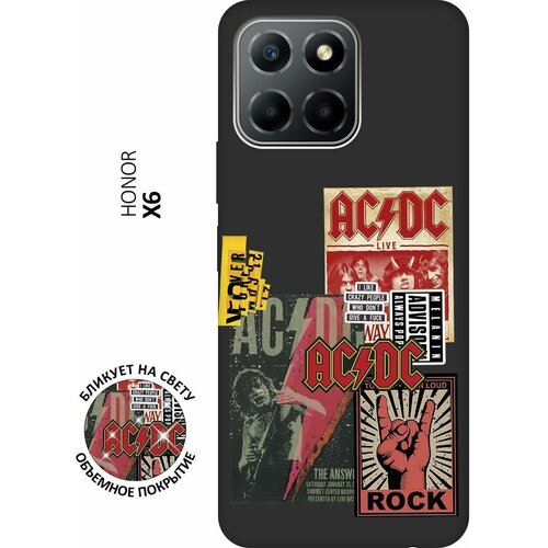 Матовый чехол AC/DC Stickers для Honor X6 / X8 5G / Хонор Х6 / Х8 5Г с 3D эффектом черный матовый чехол cat and mouse для honor x6 x8 5g хонор х6 х8 5г с 3d эффектом черный