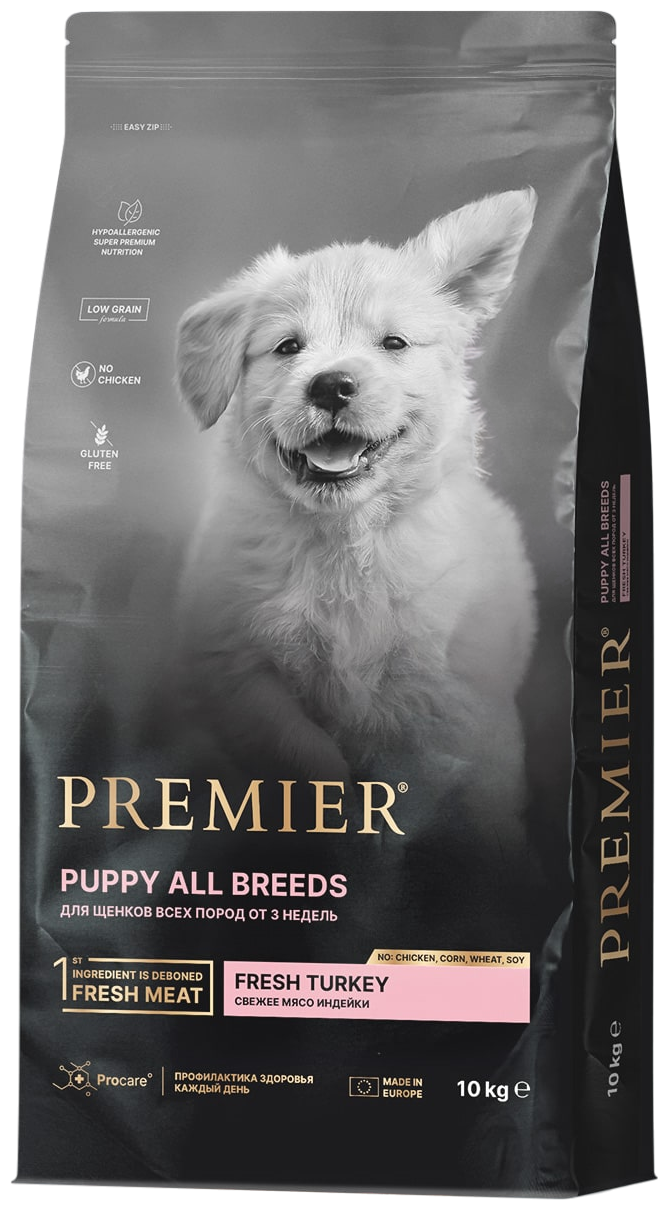 Корм сухой Premier Pet Premier Индейка для щенков всех пород, 10 кг