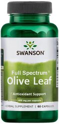 Swanson Swanson, Экстракт оливковых листьев, 400 мг, 60 капсул