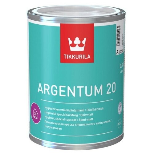 Краска водно-дисперсионная Tikkurila Argentum 20 полуматовая белый 0.9 л