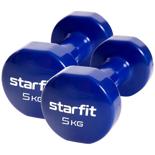 фото Набор гантелей цельнолитых starfit db-101 2x5 кг темно-синий