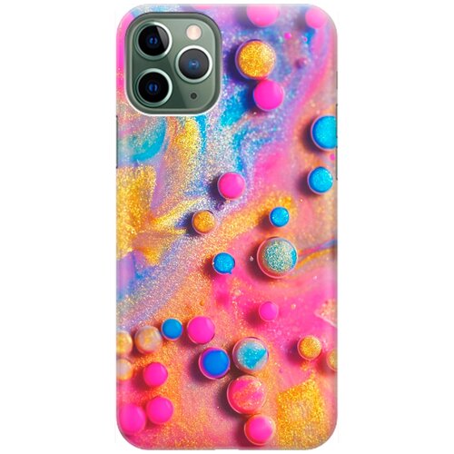 фото Re:pa накладка transparent для apple iphone 11 pro с принтом "разноцветные капли красок"