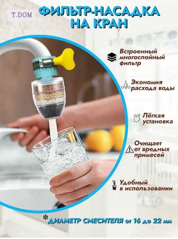 Насадка-фильтр на кран / Очищение воды / Универсальная насадка-фильтр на кран для очистки и фильтрации воды