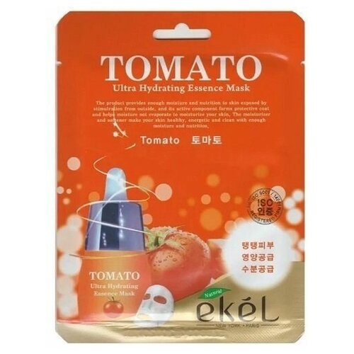 Тканевая маска с экстрактом томата Ekel Tomato Ultra Hydrating Essence Mask набор масок ekel с гидролизованным коллагеном aqua ultra hydrating essence mask 5 шт