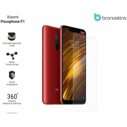 Защитная пленка для Xiaomi Pocophone F1 (Глянцевая, Back) полупрозрачный дизайнерский силиконовый чехол для xiaomi pocophone f1 единорог и пончик