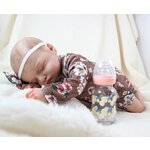 Мягконабивная кукла Реборн (Reborn Dolls) - Девочка в коричневом боди с цветами (51 см) - изображение