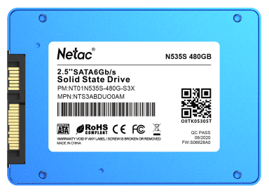Netac SSD N535S 2.5 SATAIII 3D NAND 480GB, 7mm, R/W up to 540/490MB/s, 5y wty