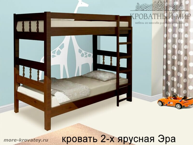 Деревянная двухъярусная кровать из массива сосны Эра, 90х190 см (габариты 100х200 см)