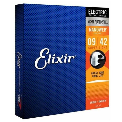 Elixir 12002 Anti Rust Nanoweb Super Light Струны для электрогитары набор струн elixir 11027 nanoweb anti rust custom light 1 уп