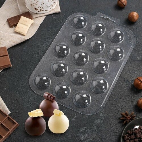 Форма для шоколада и конфет пластиковая Конфеты сферы 30 мм цвет прозрачный 2299₽