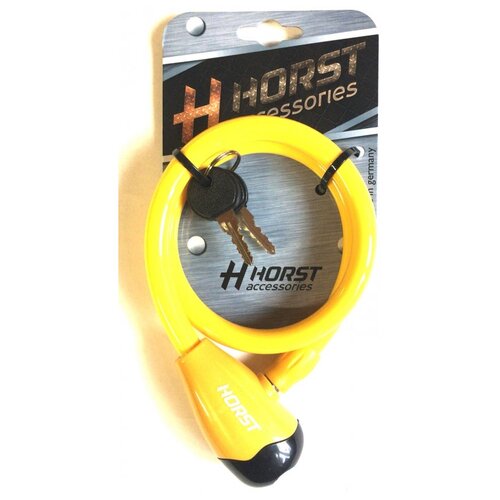 фото Замок 09-100064 вело 12х650мм автоматический на ключе желтый horst