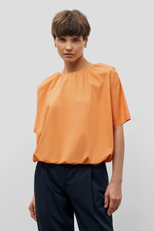 Блуза  Baon, повседневный стиль, свободный силуэт, короткий рукав, без карманов, однотонная, размер 50, оранжевый