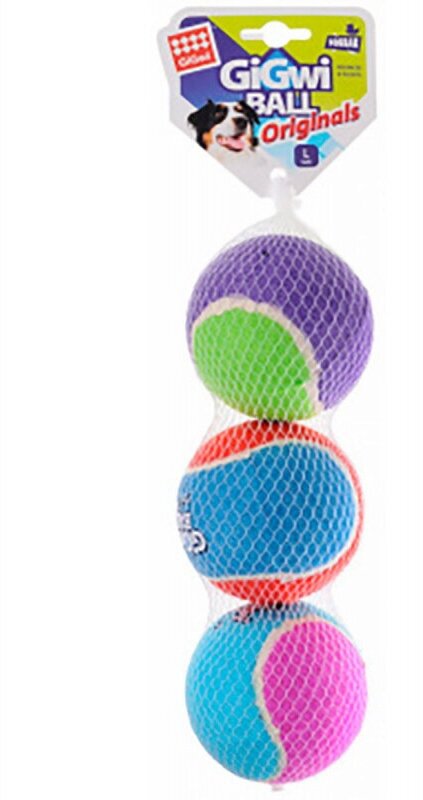 GiGwi игрушка для собак средних и крупных пород, три мяча с пищалкой (8 см) - фото №5