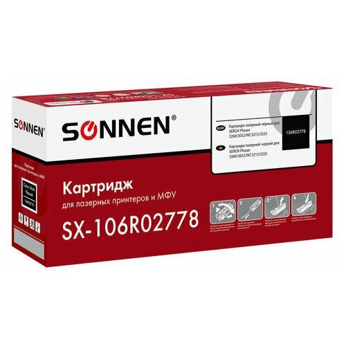 Картридж лазерный SONNEN (SX-106R02778) для XEROX Phaser 3052/3260/WС3215/3225, ресурс 3000 стр, 364087 чип xerox phaser 3260 3052 wc3215 3225 106r02778 106r02782 нужно 2шт master 3k новая версия